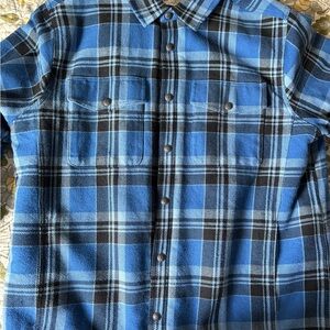 Wellen Lined Blue and Black Plaid Casual Shacket Shirt